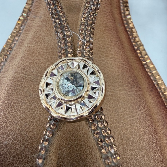 Patrizia Charmer Wedge Sandal with Crystal & Gold Shimmer Ankle Strap Size 10 - Picture 11 of 15